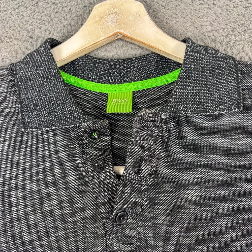 Hugo Boss Men's Heathered Charcoal Polo with Subtle Logo